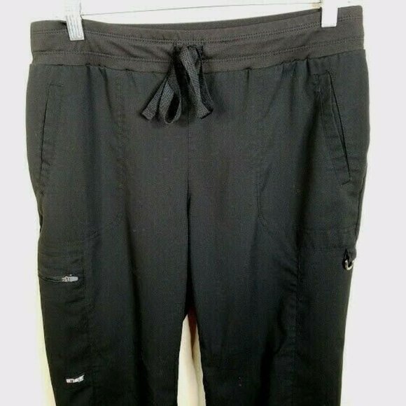 Greys Anatomy By Barco Womens Black Scrub Set Size Medium Stretch Top Pants - Picture 10 of 12